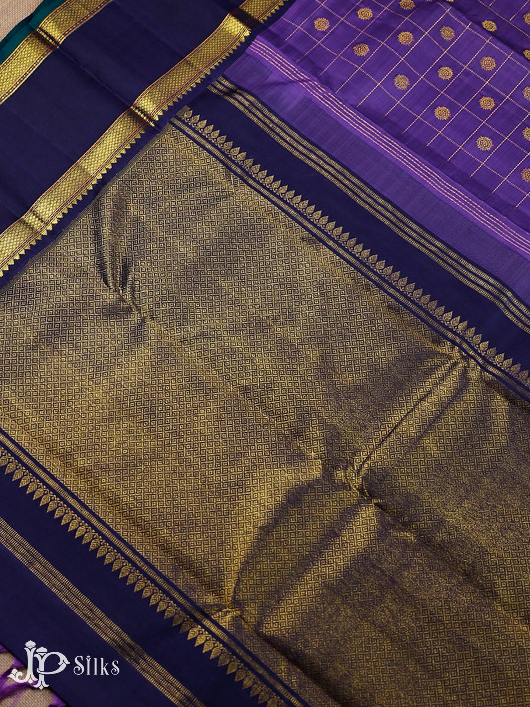 Lavender And Deep Violet Kanchipuram Silk Saree - F3376