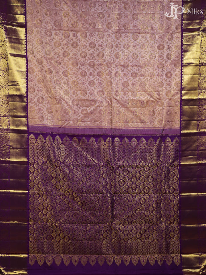Baby Pink and Purple Kanchipuram Silk Sarees - E4584 - View 3