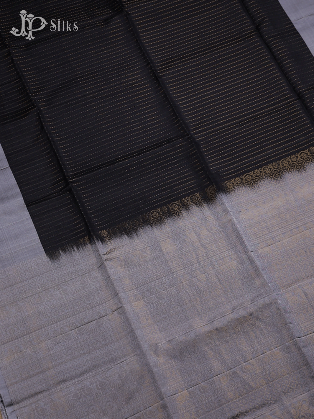 Black and Grey Soft Silk Saree - F2211