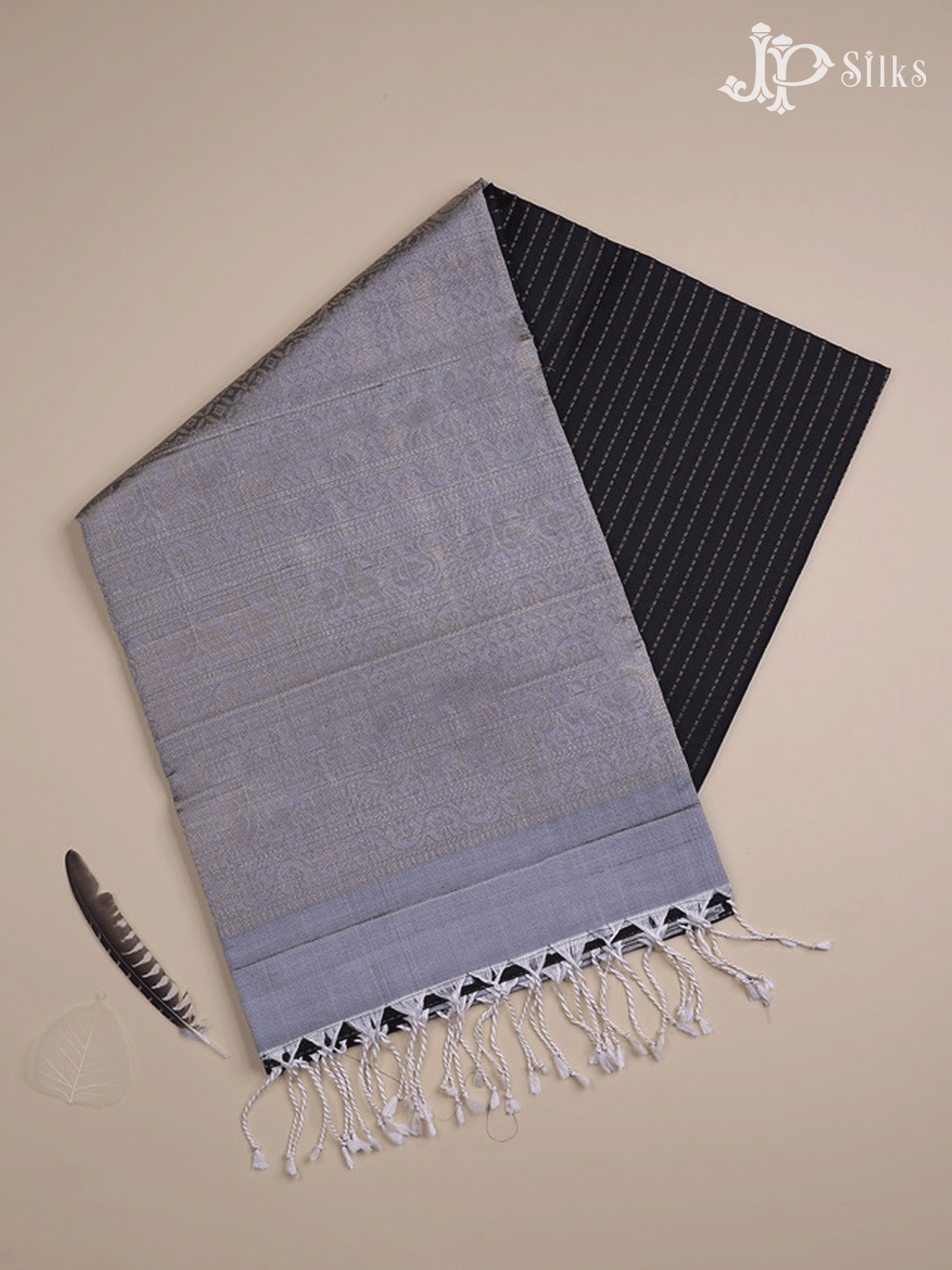 Black and Grey Soft Silk Saree - F2211