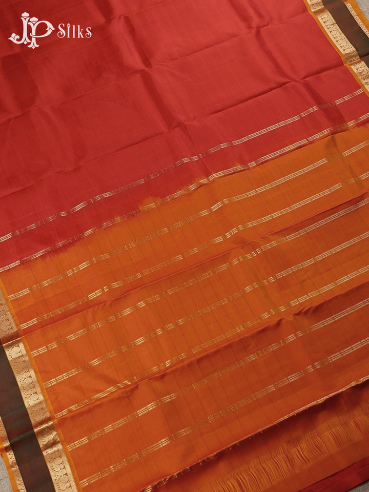 Red with Reddish Orange Arani Silk Saree - F2351 - View 3