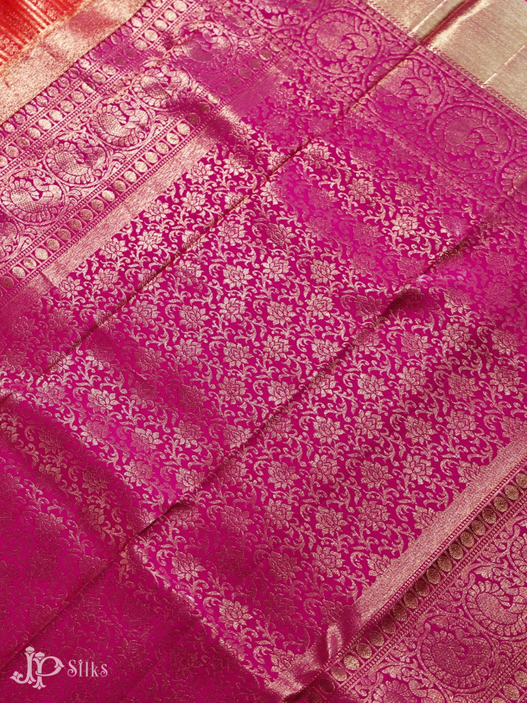 Orange And Pink Kanchipuram Silk Saree - A342