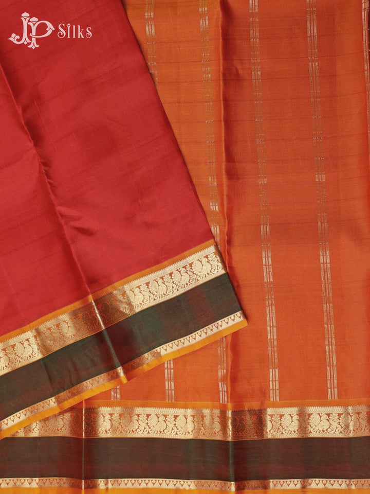 Red with Reddish Orange Arani Silk Saree - F2351 - View 2