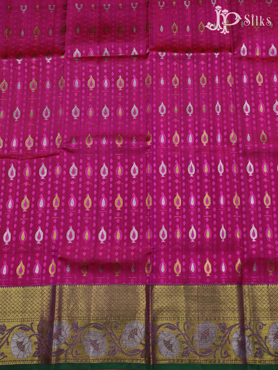 Rani Pink and Green Pattu Pavadai - A2346 - View 1