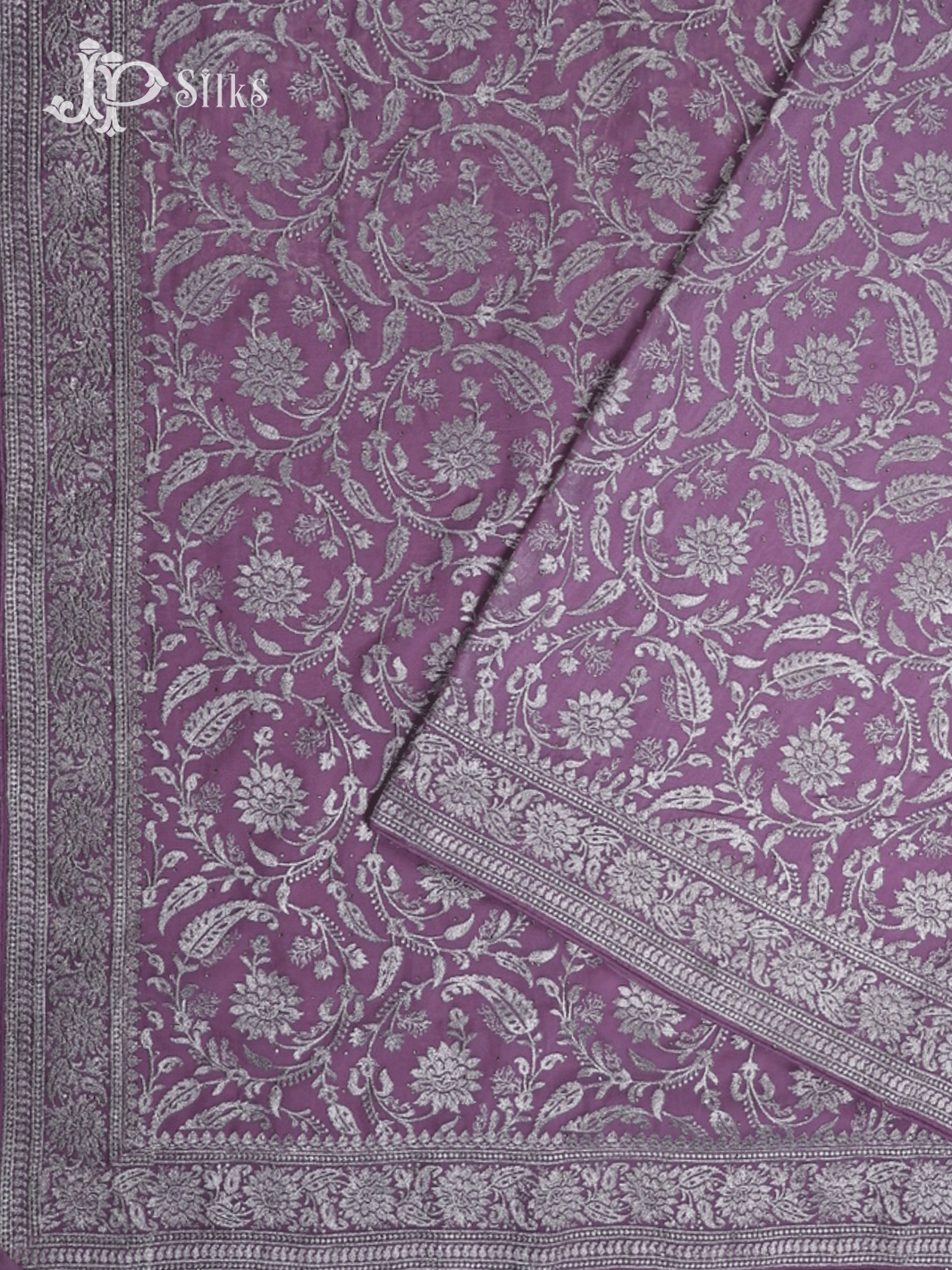 Lavender Fancy Saree with Floral Embroidery and Stone Work - E5515