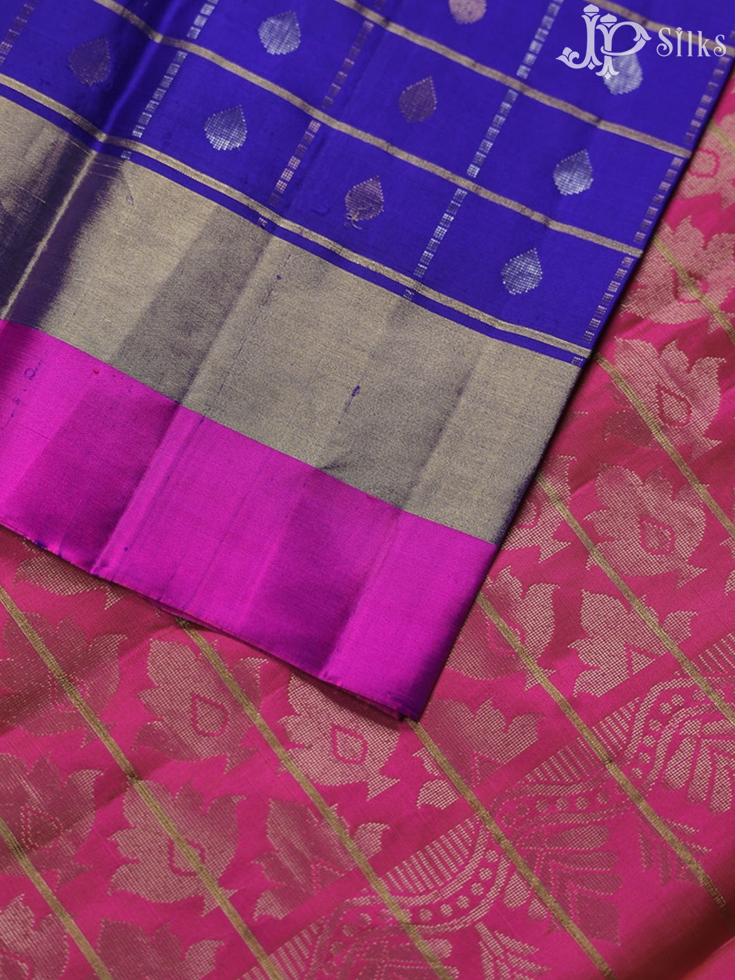 Ink blue with pink colour Kanchipuram Silk Saree - A2869 - View 3