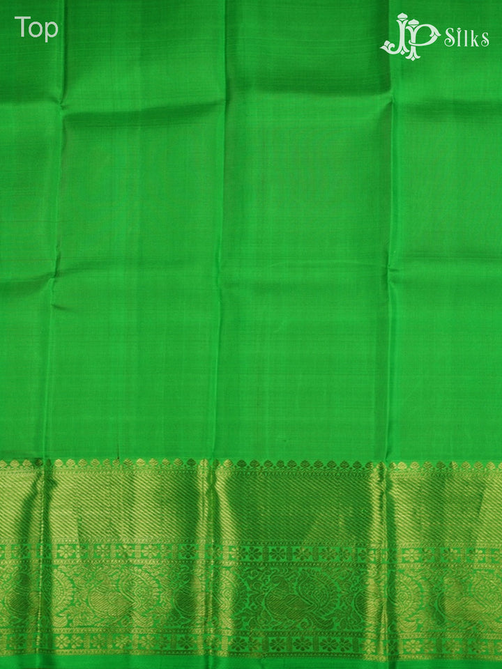 Orange and Parrot Green Pattu Pavadai - D5931 - View 3