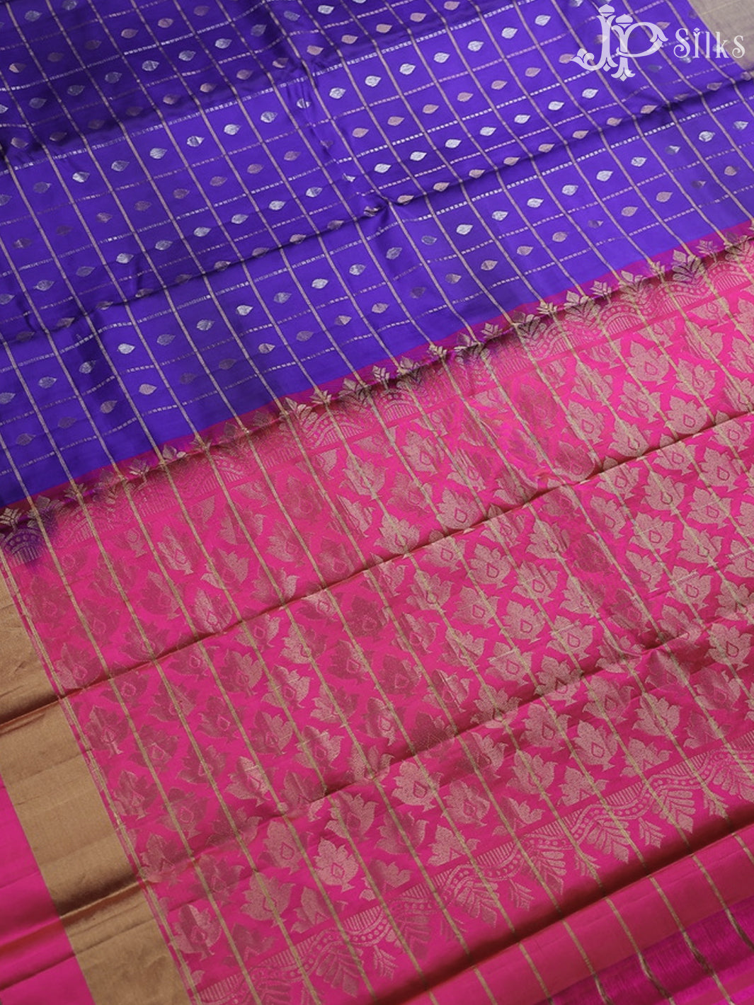 Ink blue with pink colour Kanchipuram Silk Saree - A2869 - View 4