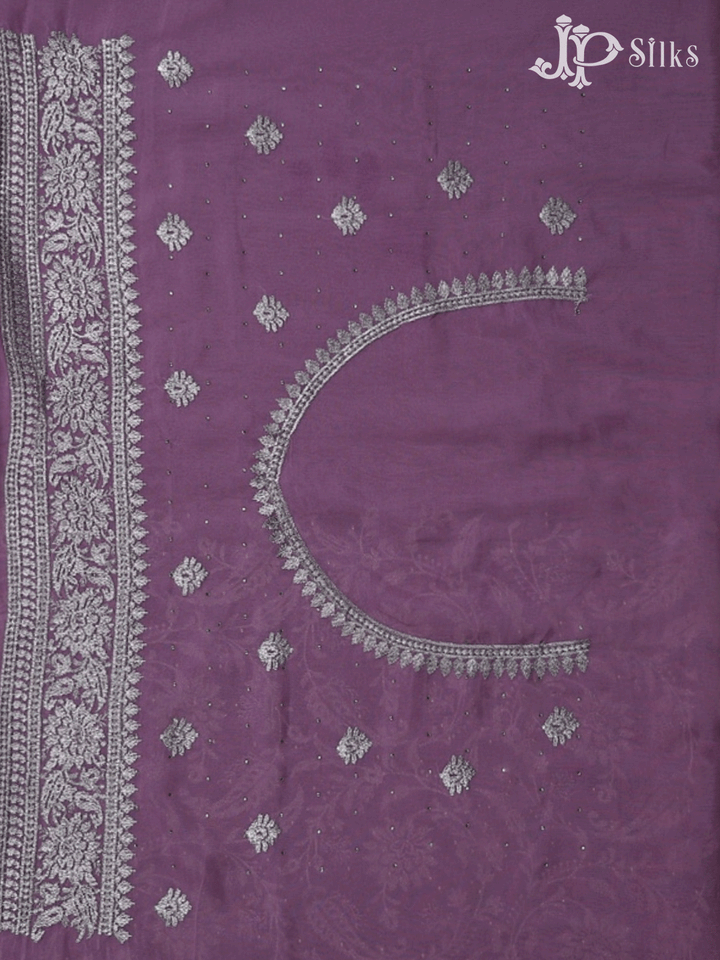 Lavender Fancy Saree with Floral Embroidery and Stone Work - E5515