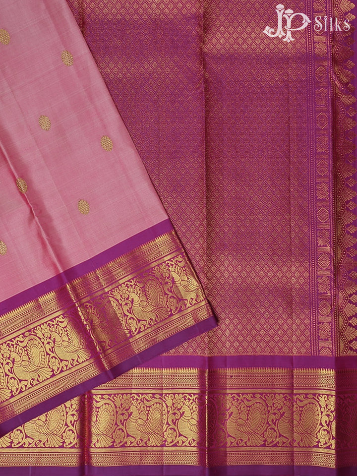 Onion Pink and Magenta Kanchipuram Silk Saree - F2452 - View 2