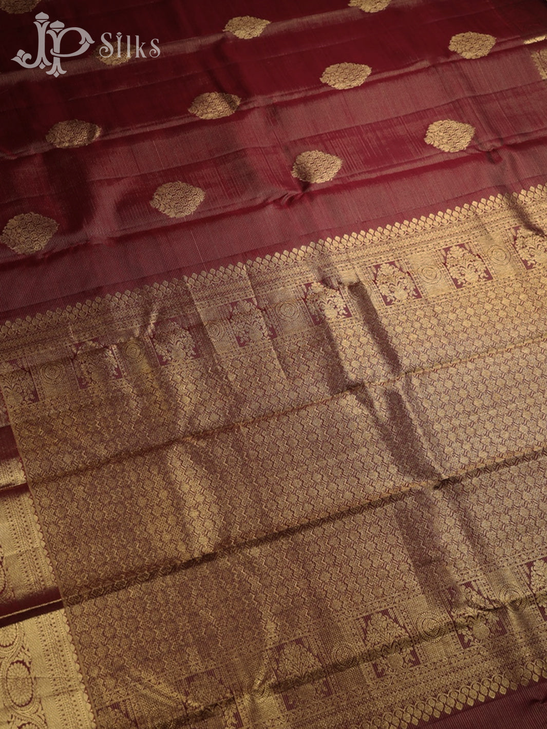 Dark Maroon Vaira Oosi Kanchipuram Silk Saree - E4713