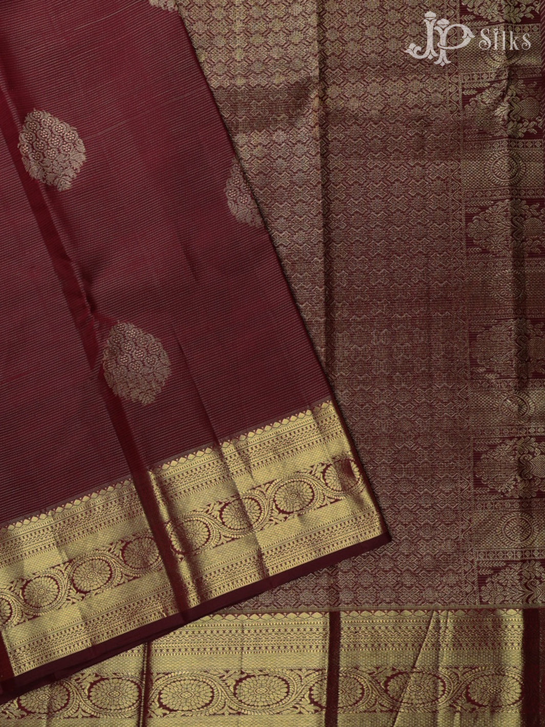 Dark Maroon Vaira Oosi Kanchipuram Silk Saree - E4713