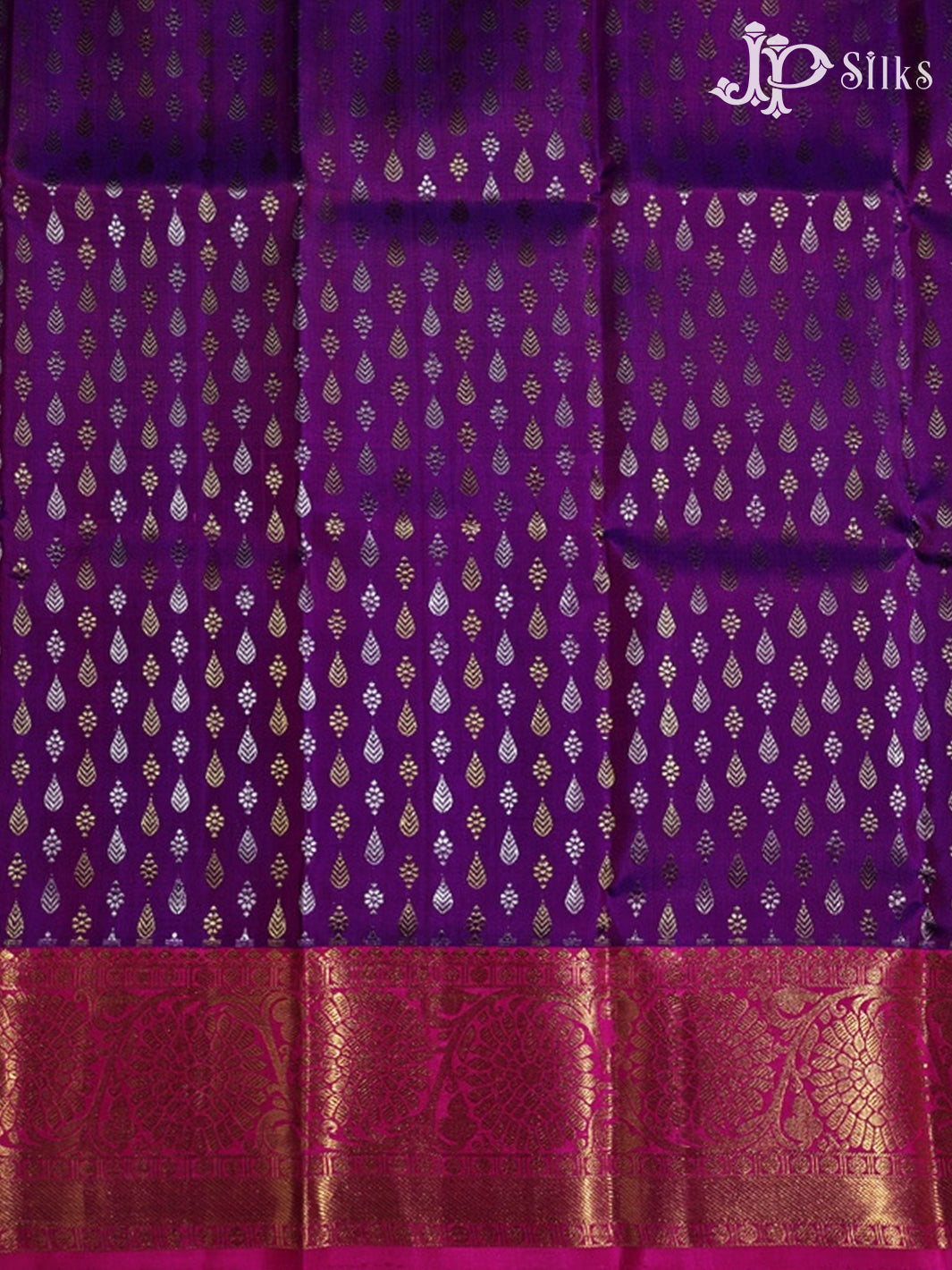 Purple with Pink Pattu Pavadai - D5930 - View 1