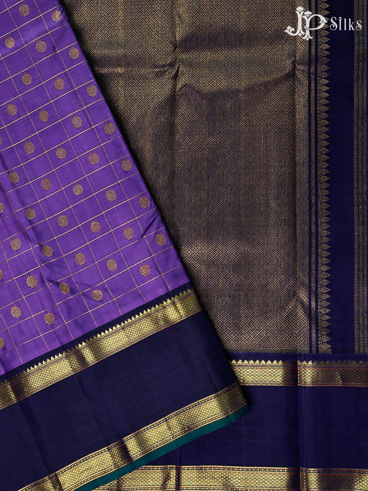 Lavender And Deep Violet Kanchipuram Silk Saree - F3376