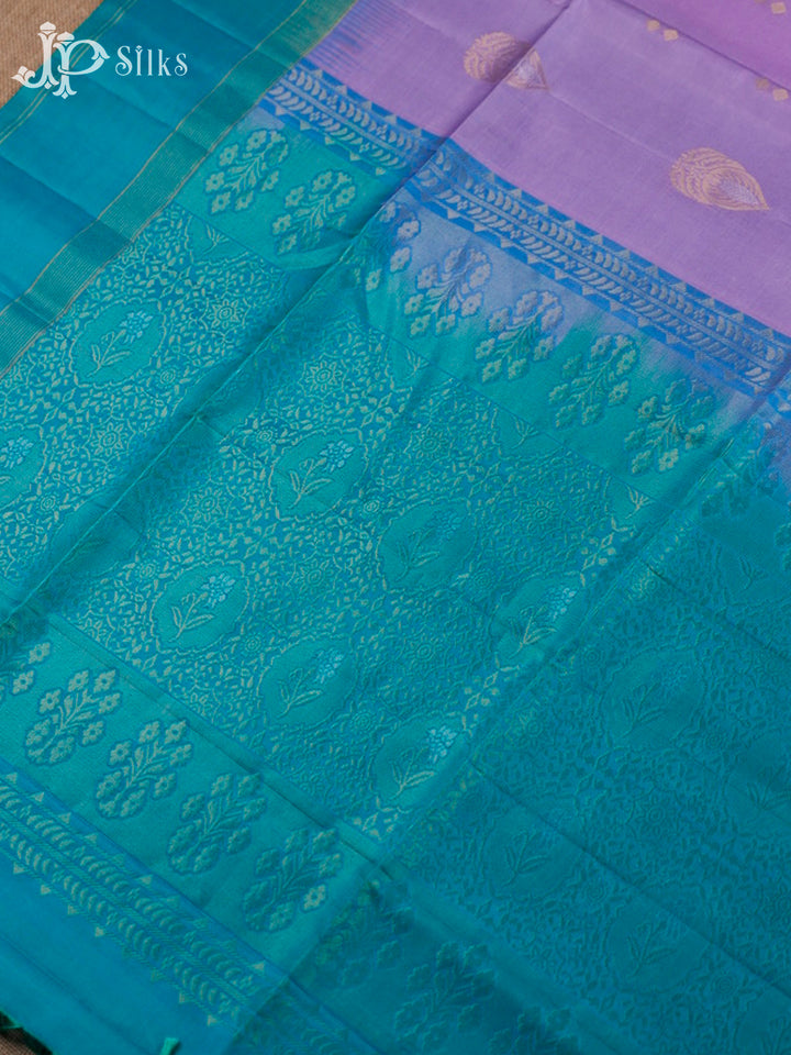 Lavender And Teal Green Soft Silk Saree - F3518