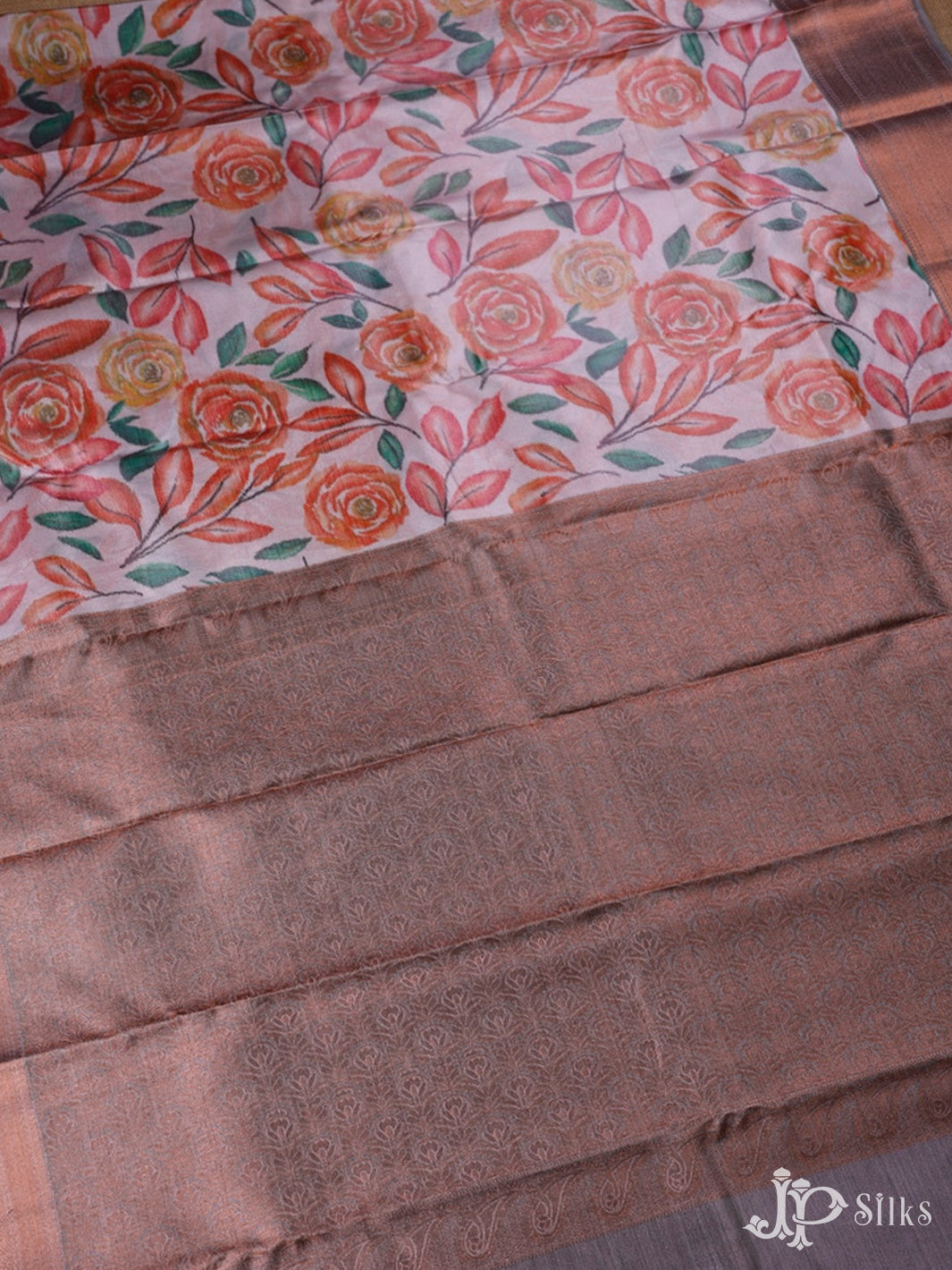 Light Baby Pink And Grey Art Silk Saree - F2918