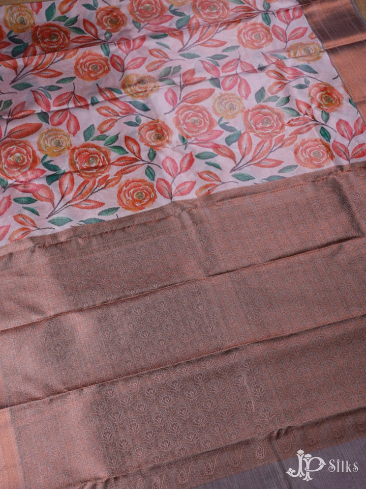 Light Baby Pink And Grey Art Silk Saree - F2918