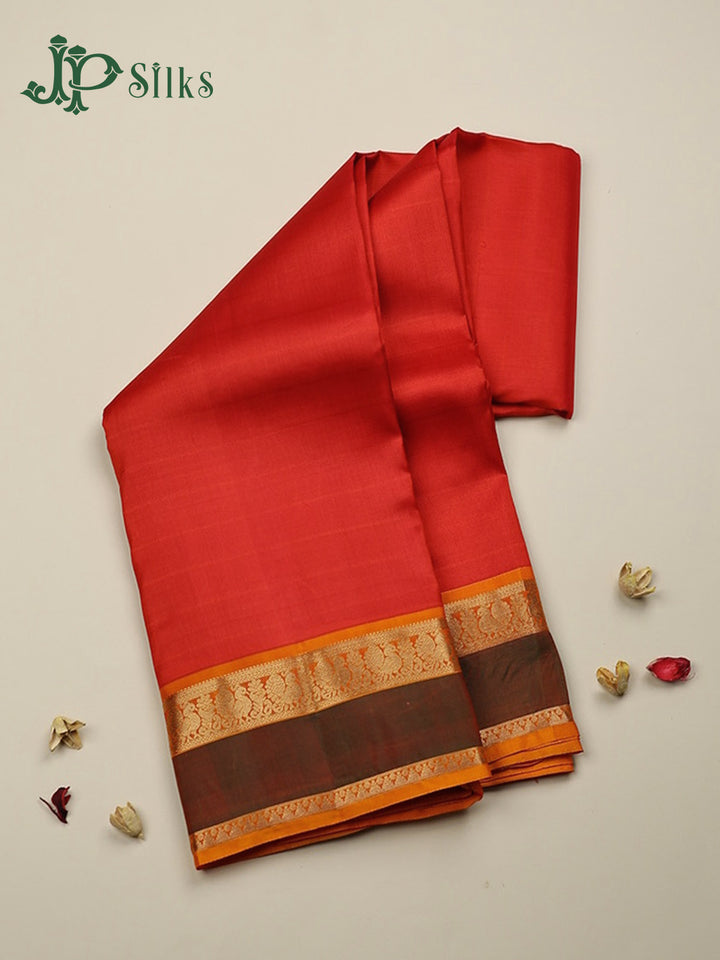 Red with Reddish Orange Arani Silk Saree - F2351 - View 1