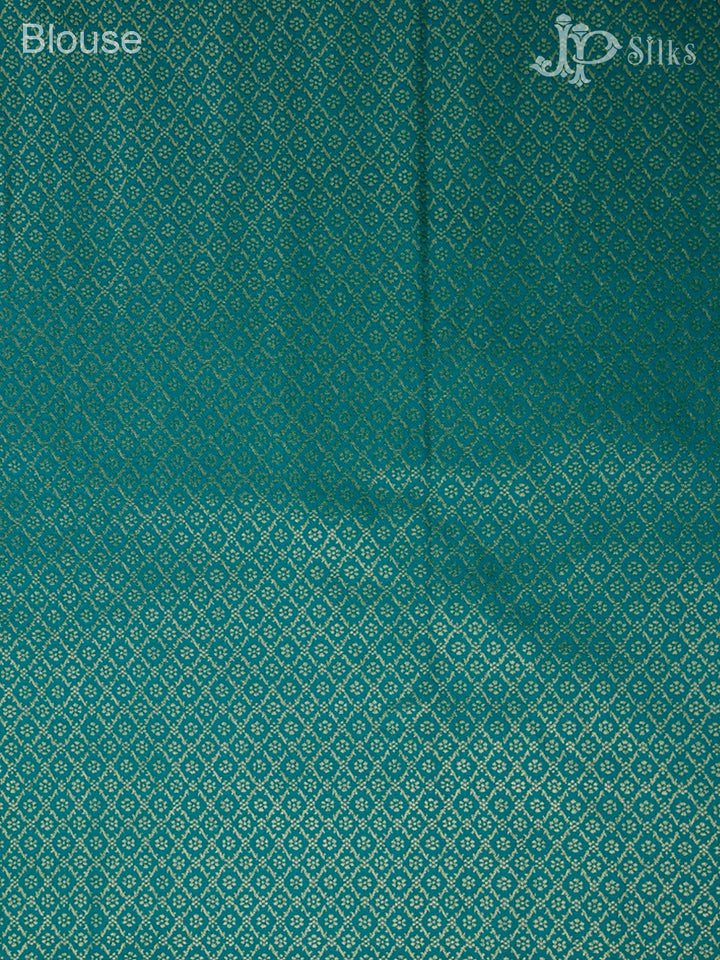 Lemon Yellow And Teal Green Art Silk Saree - F2865