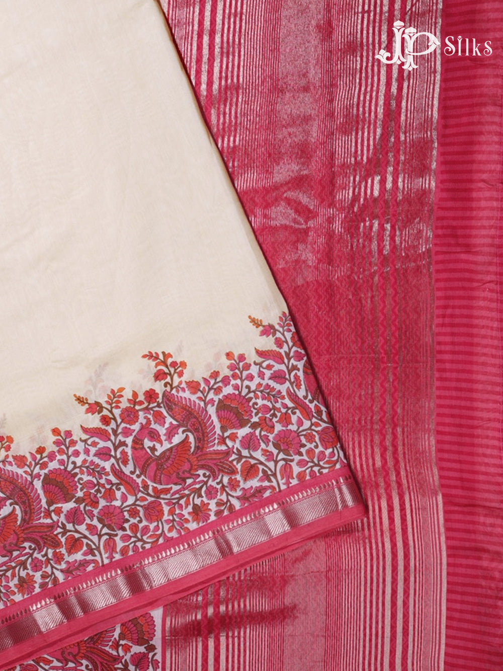 White,Pink & Purple Mix Semi Chanderi Saree - G561-view2