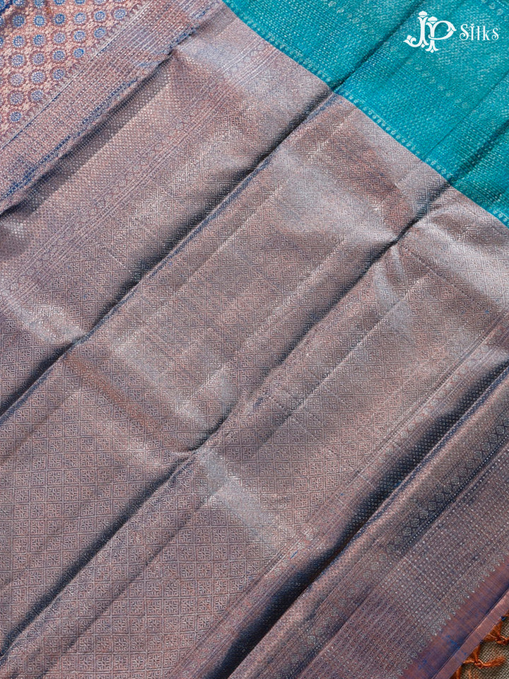 Peacock Blue Kanchipuram Silk Saree - D7223