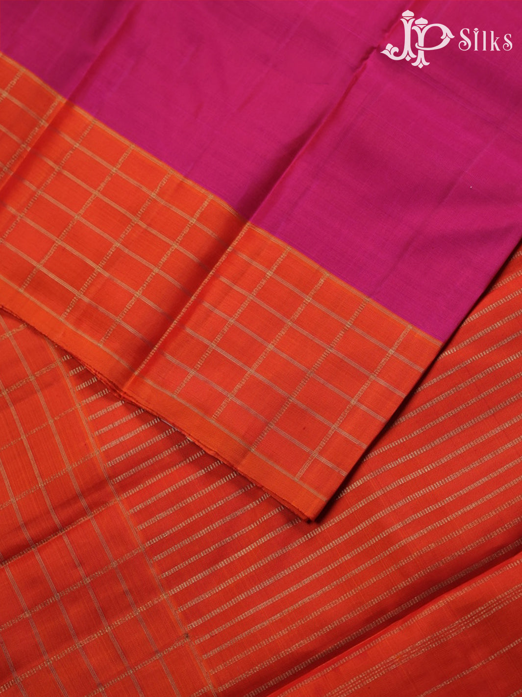 Pink and orange Kanchipuram Silk Saree - A469 - View 3