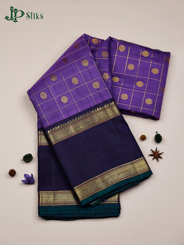 Lavender And Deep Violet Kanchipuram Silk Saree - F3376