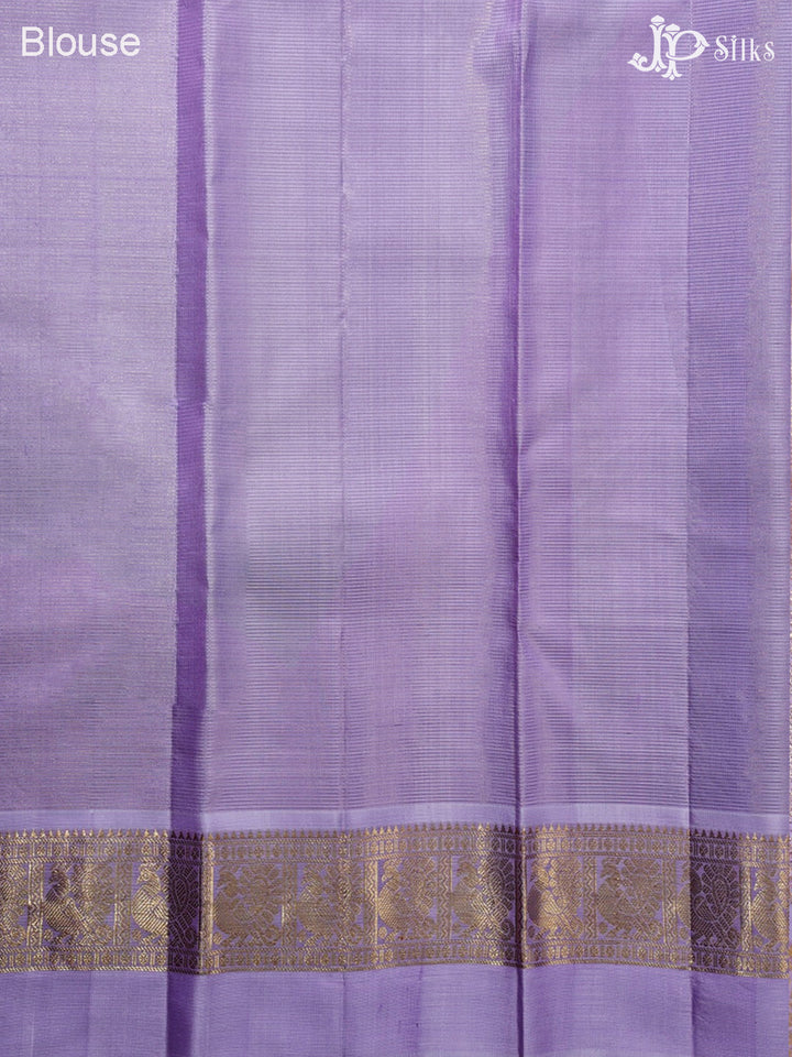 Bottle Green And Lavender Kanchipuram Silk Saree - F3486