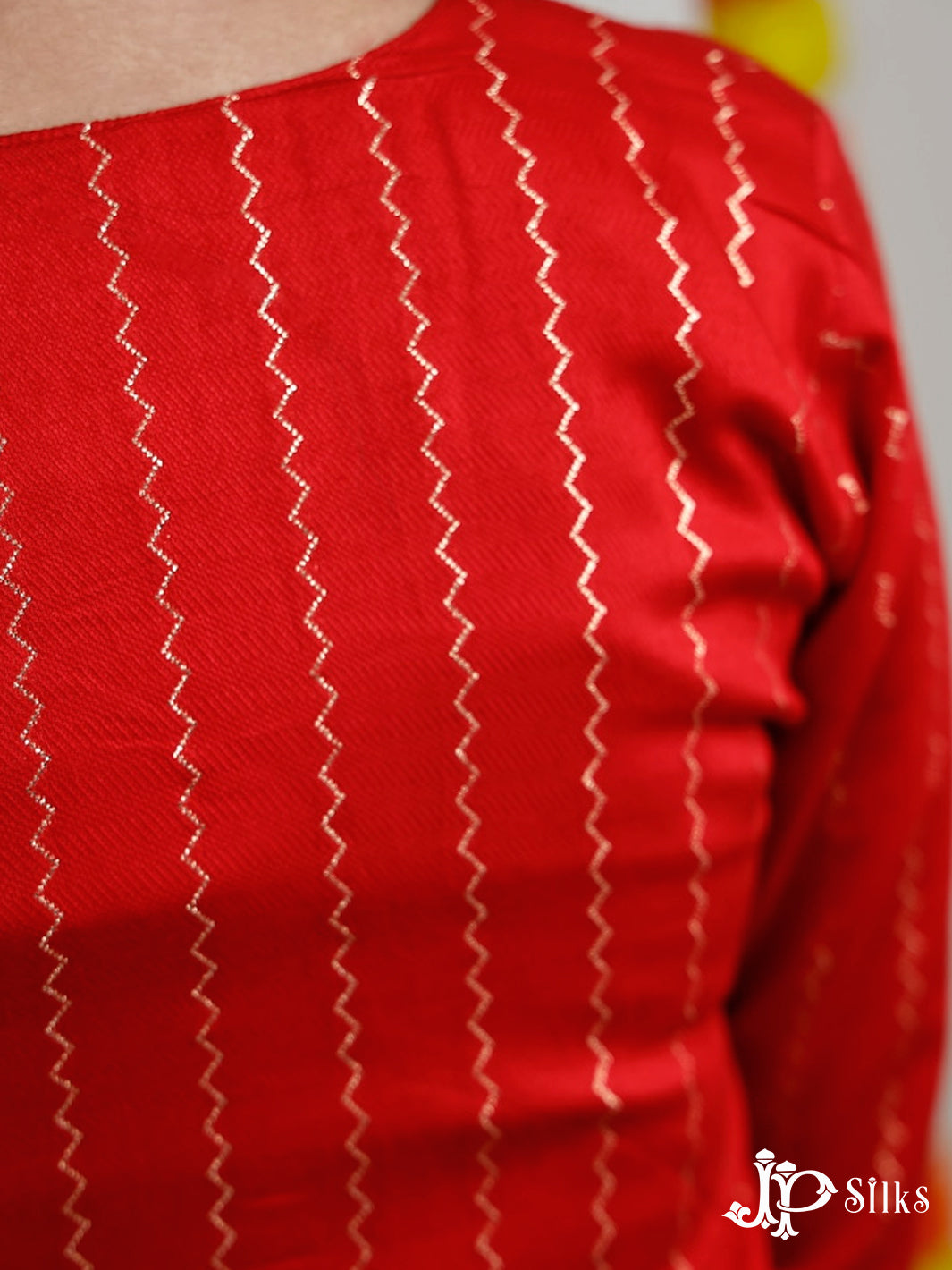 Red Zigzag Design Readymade Kurti Top