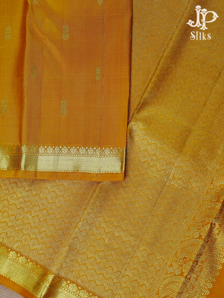 Mustard Yellow Kanchipuram Silk Saree - F533