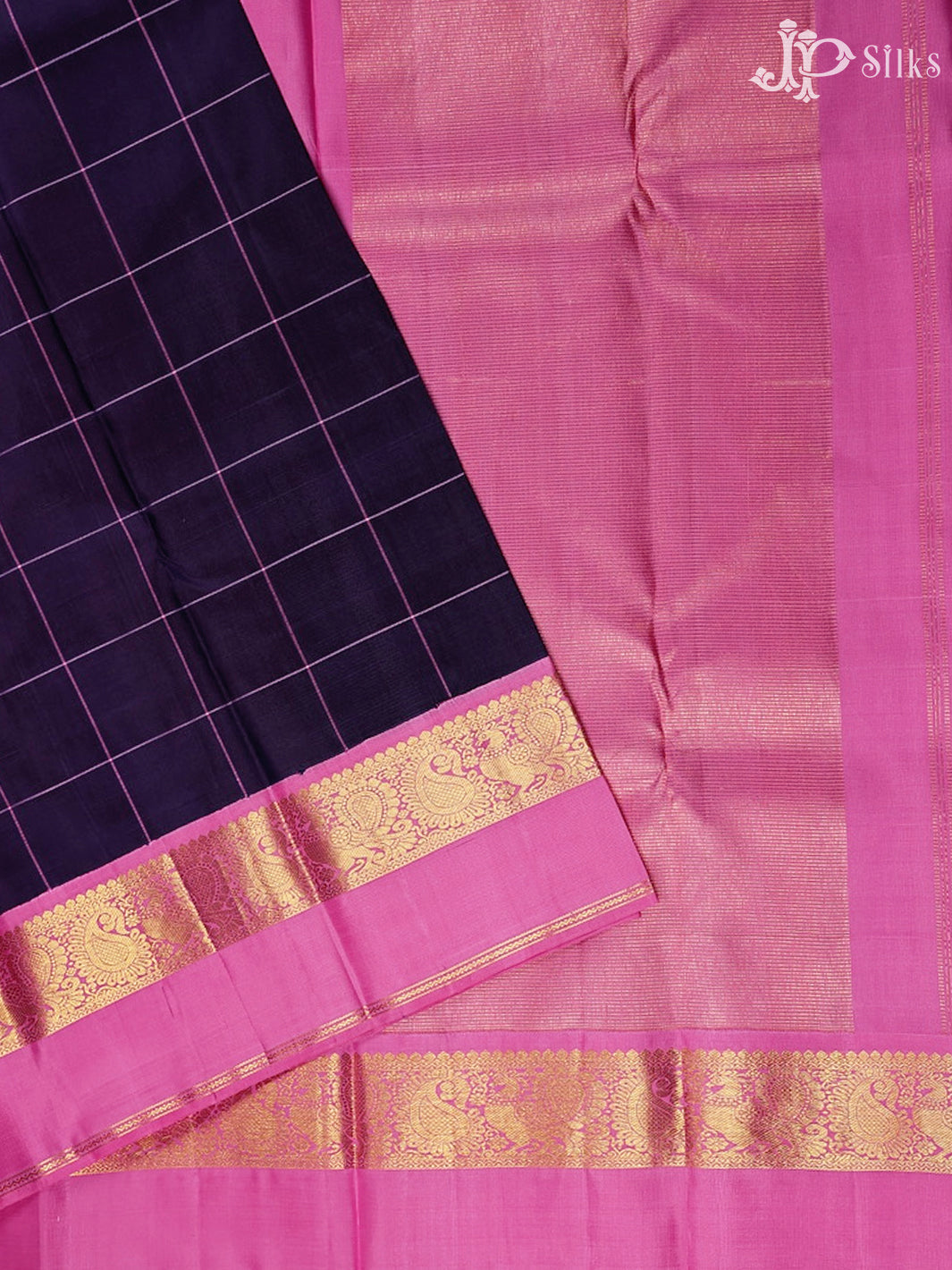 Navy Blue with Baby Pink Kanchipuram Silk Saree - F2347 - View 2