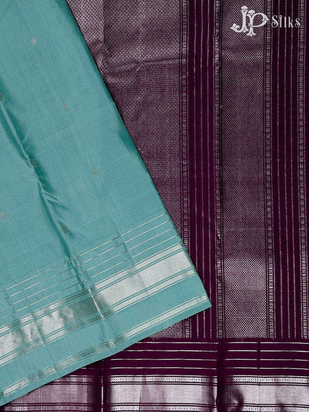 Pastel Blue with Deep Violet Kanchipuram Silk Saree - F2454 - View 2