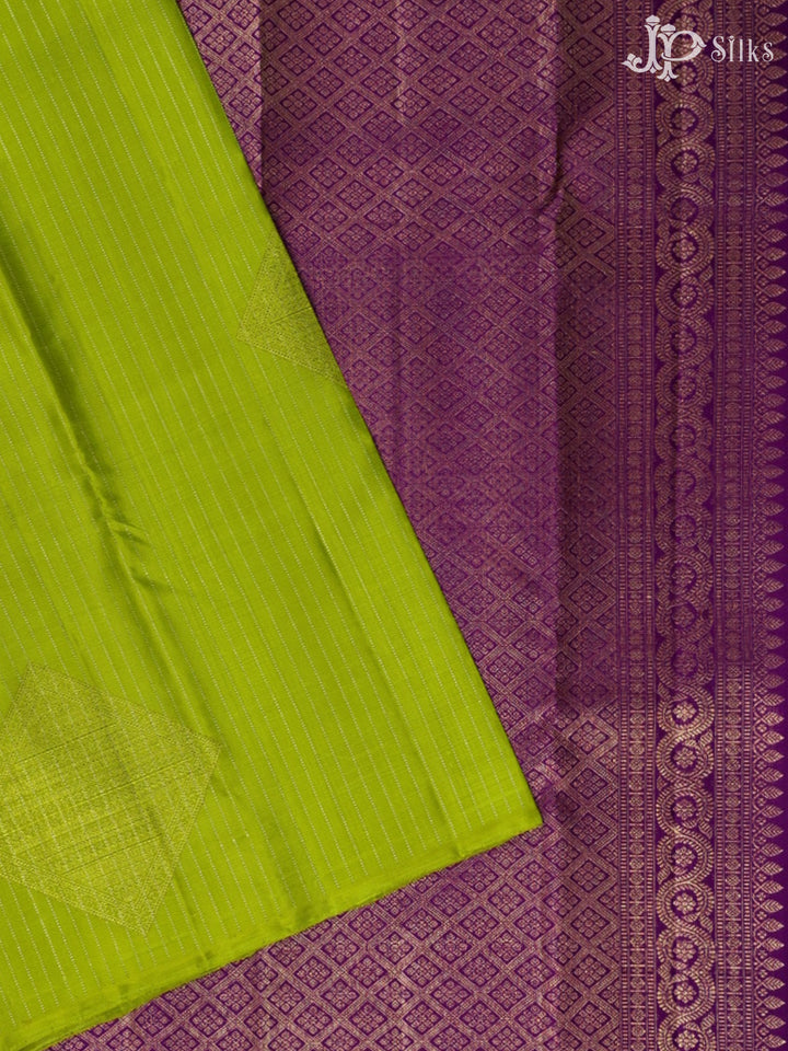 Light Green with Purple Kanchpuram Silk Saree - F12 - View 2