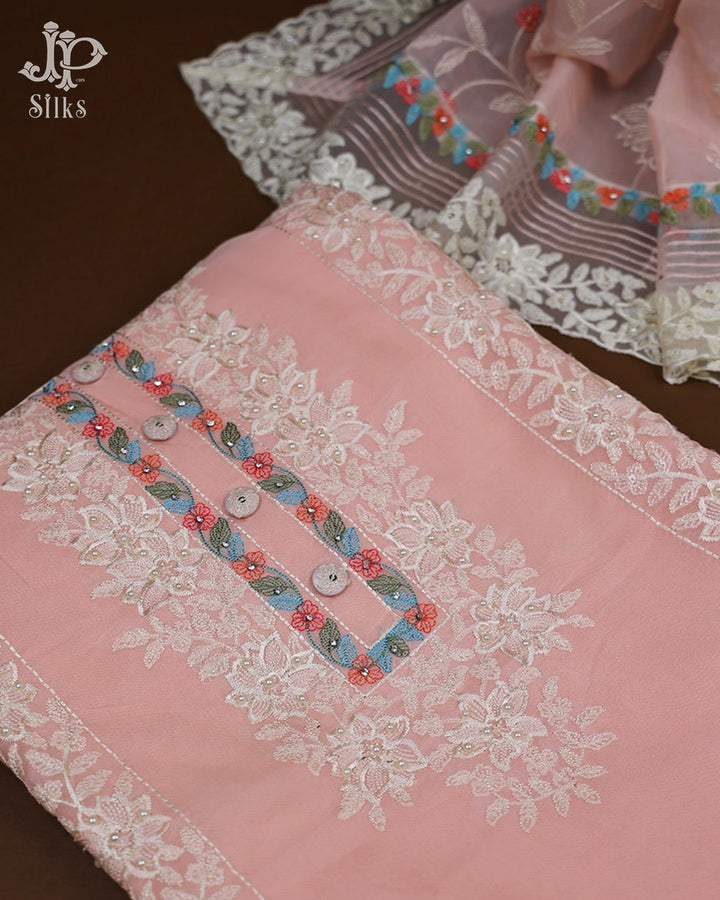 Light Pink Sequin work Chudithar Material - E3592