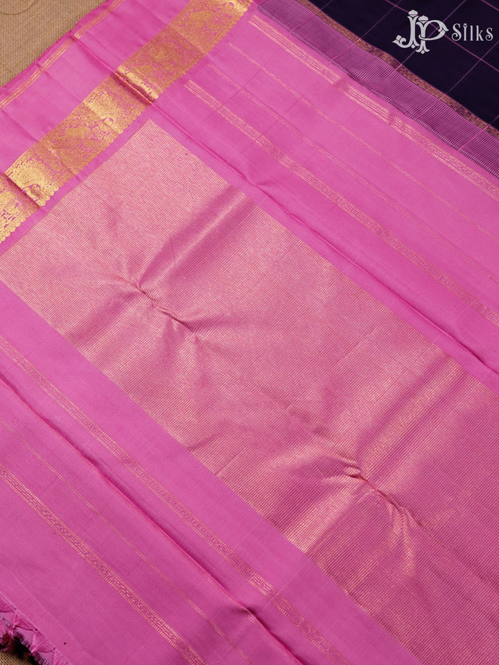 Navy Blue with Baby Pink Kanchipuram Silk Saree - F2347 - View 5