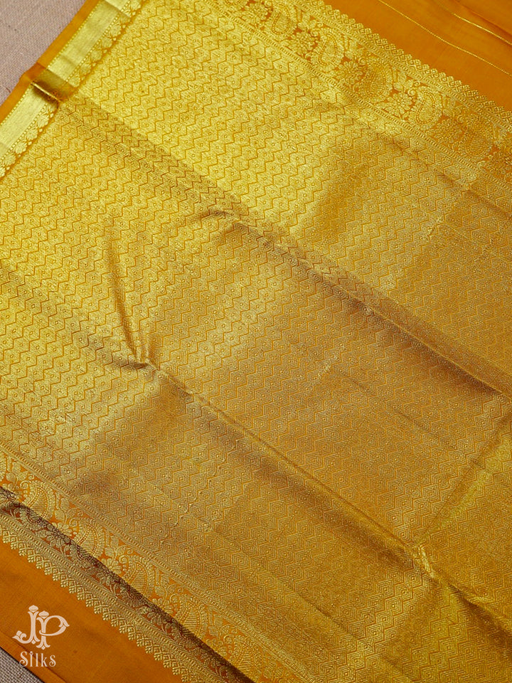 Mustard Yellow Kanchipuram Silk Saree - F533