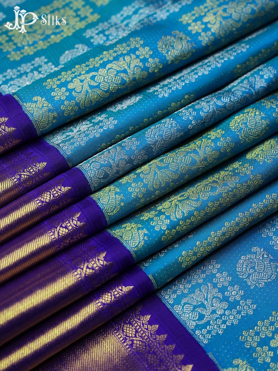 Ramar Blue with Violet Kanchipuram Silk Saree - A1298 - View 3