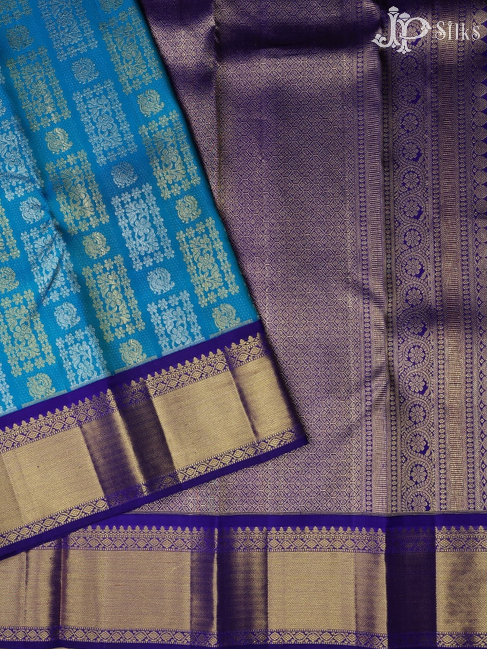 Ramar Blue with Violet Kanchipuram Silk Saree - A1298 - View 2