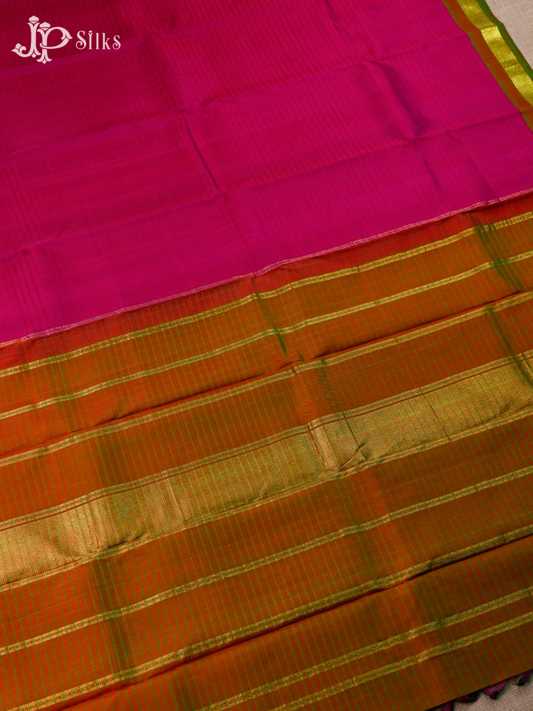 Rani Pink And Dual Shade Green Kanchipuram Pure Silk Saree - F3442