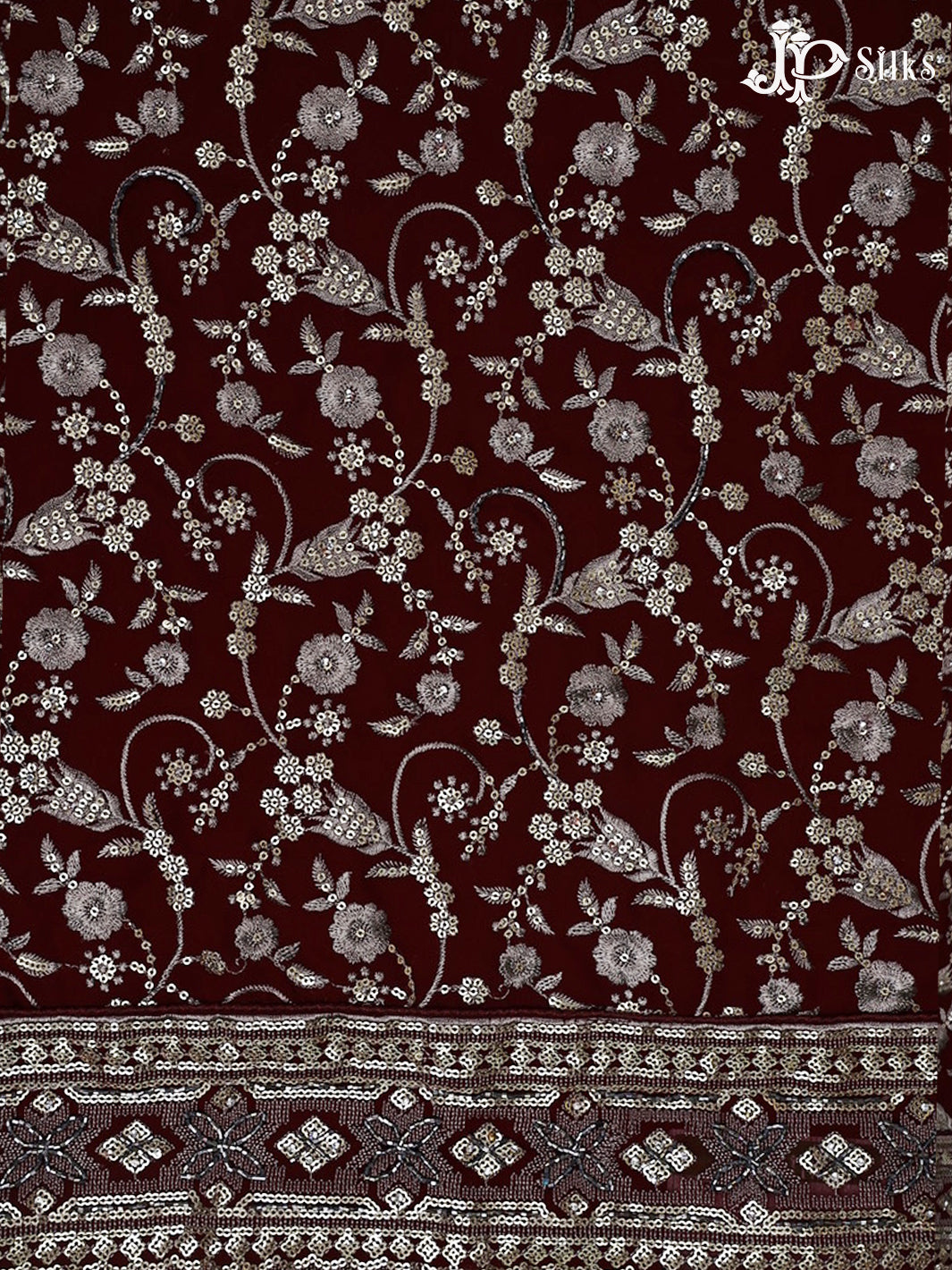 Maroon Georgette Chudithar Material - E3524 - View 2