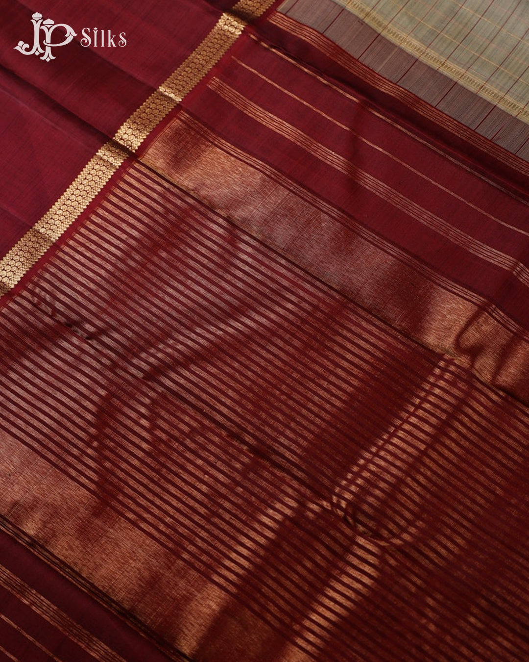 Beige And Maroon Kanchipuram Silk Saree - F3473