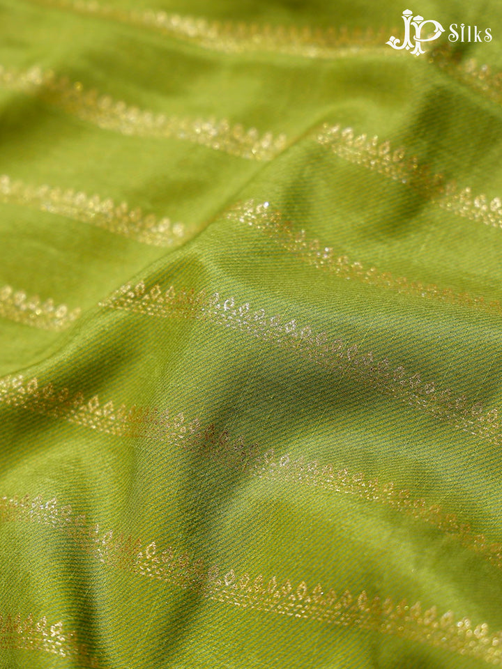 Light Green Khadi Print Banarasi Saree - F3349