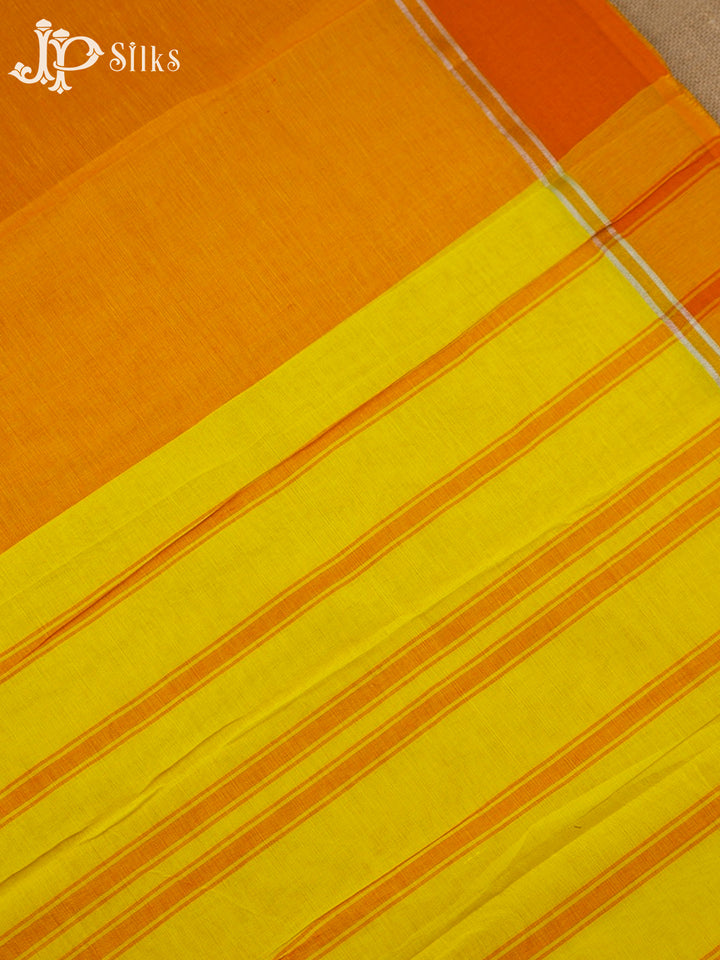 Sunset Yellow, Lemon Yellow And Orange Cotton Saree - D1083