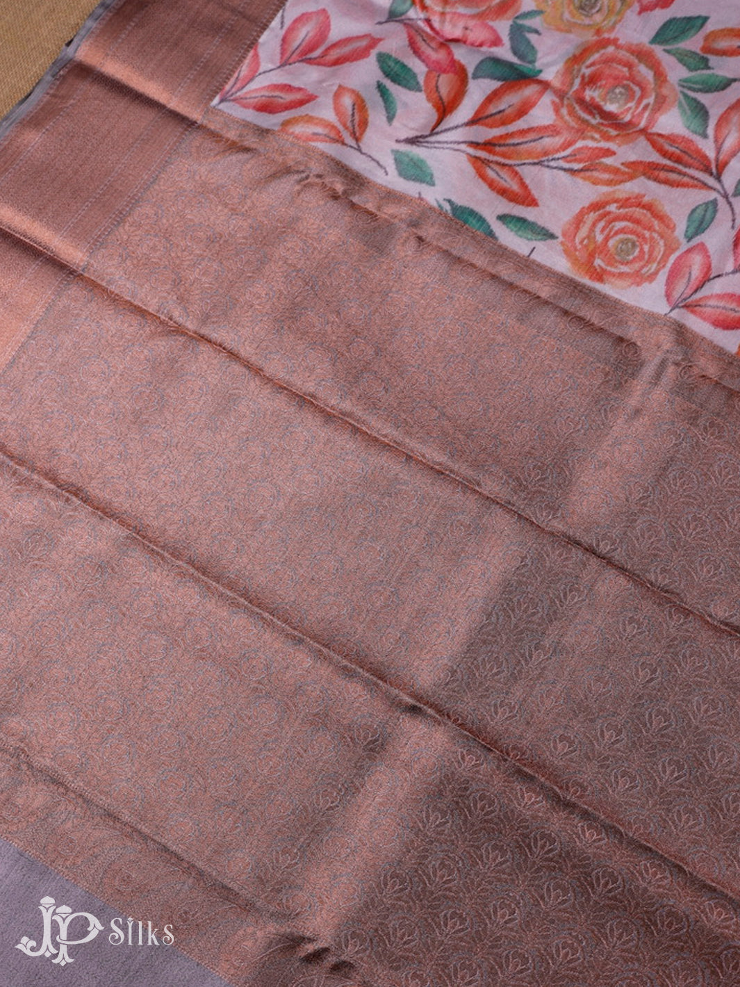 Light Baby Pink And Grey Art Silk Saree - F2918