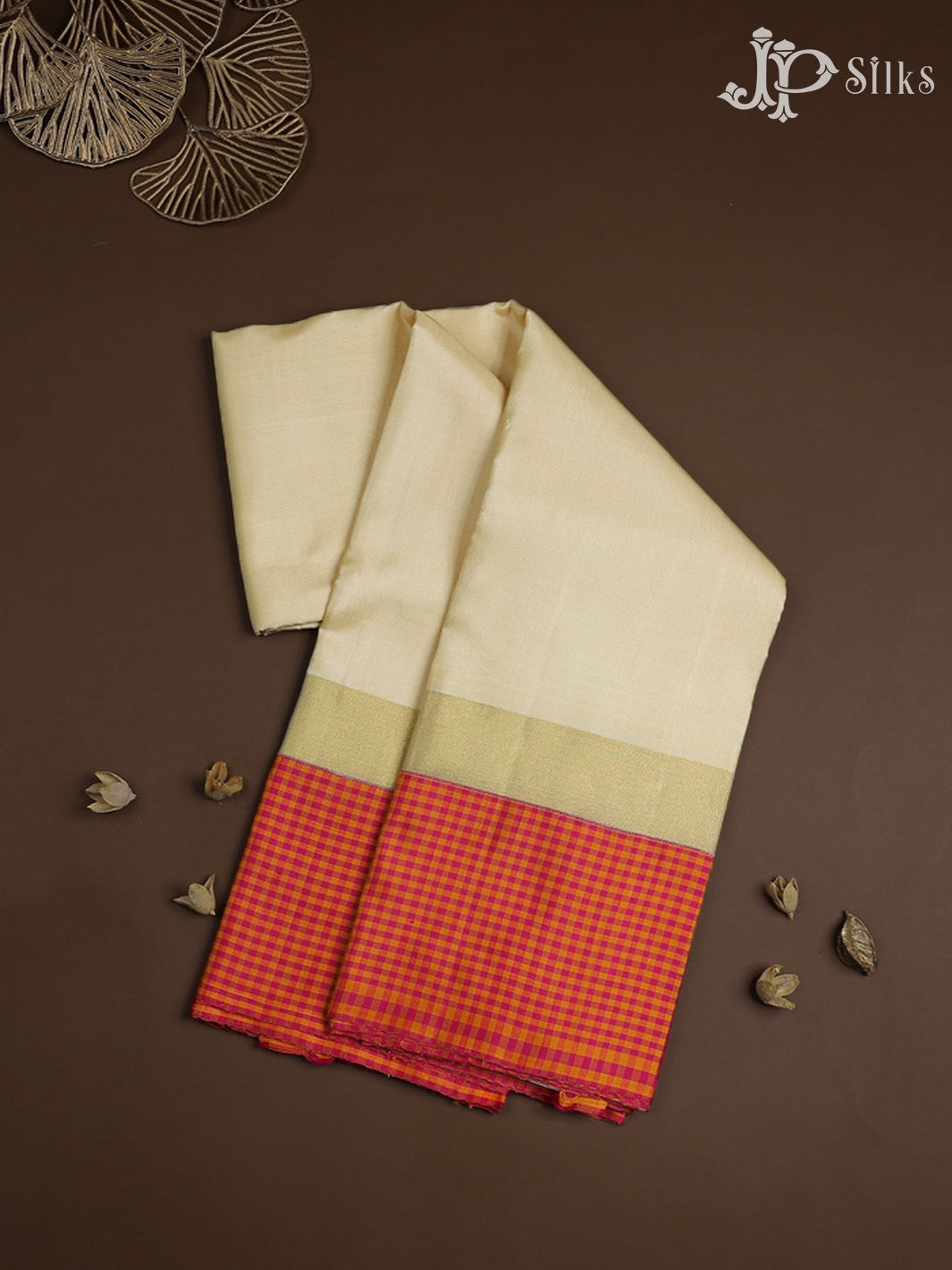 Off White Colour Kanchipuram Silk Saree - A10422 - View 1