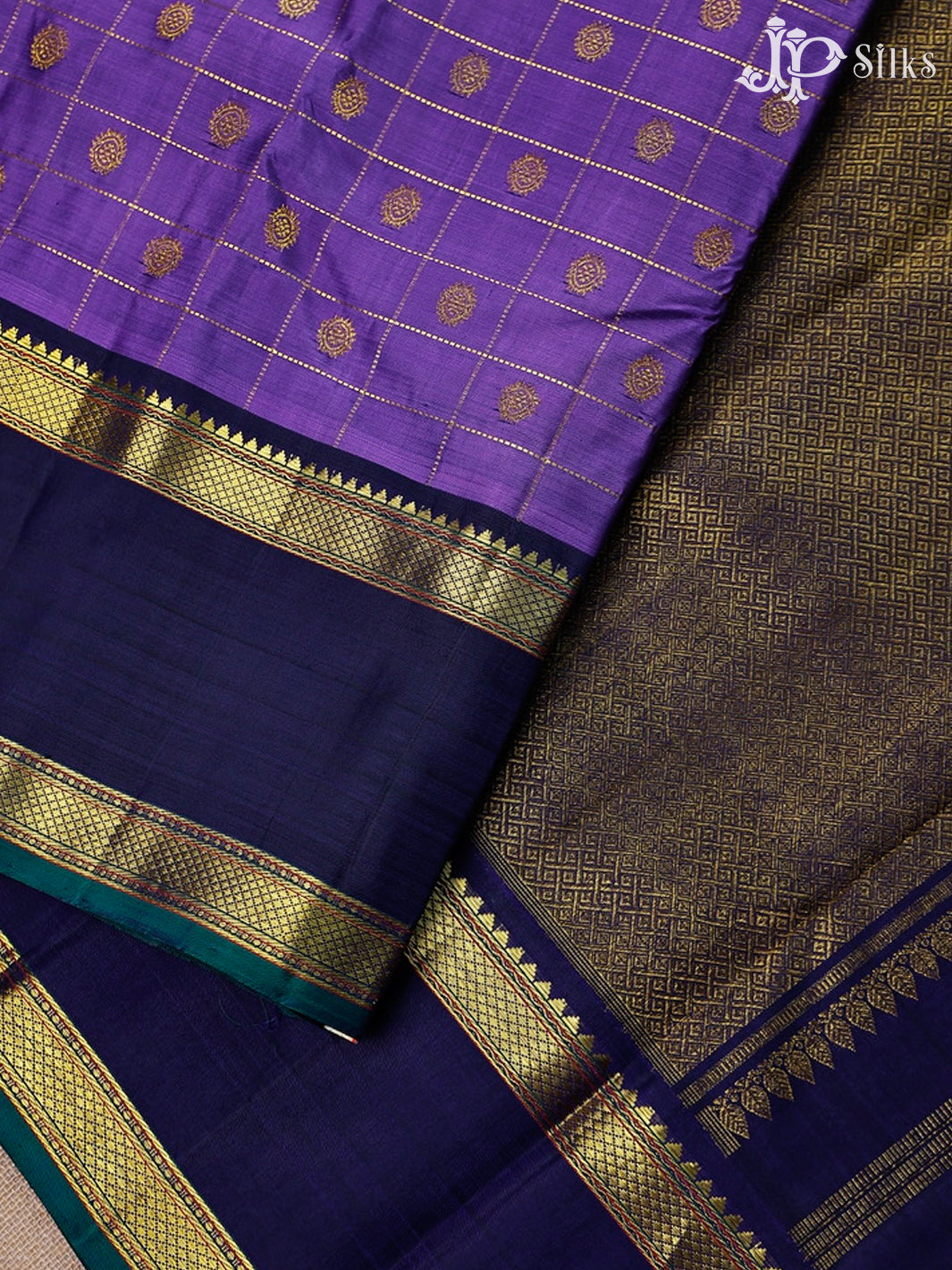 Lavender And Deep Violet Kanchipuram Silk Saree - F3376