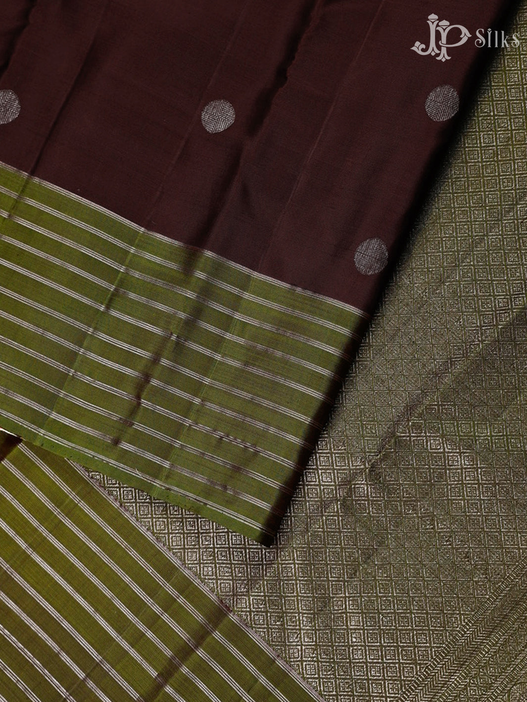 Maroon And Olive Green Kanchipuram Silk Saree - F3464