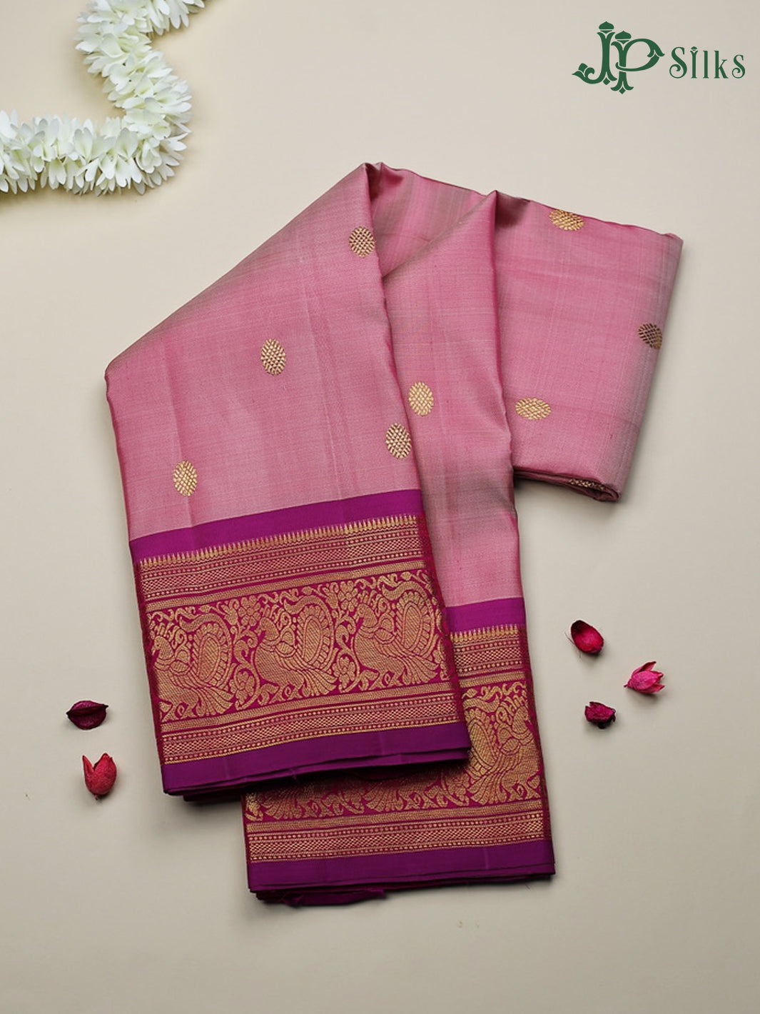 Onion Pink and Magenta Kanchipuram Silk Saree - F2452 - View 1