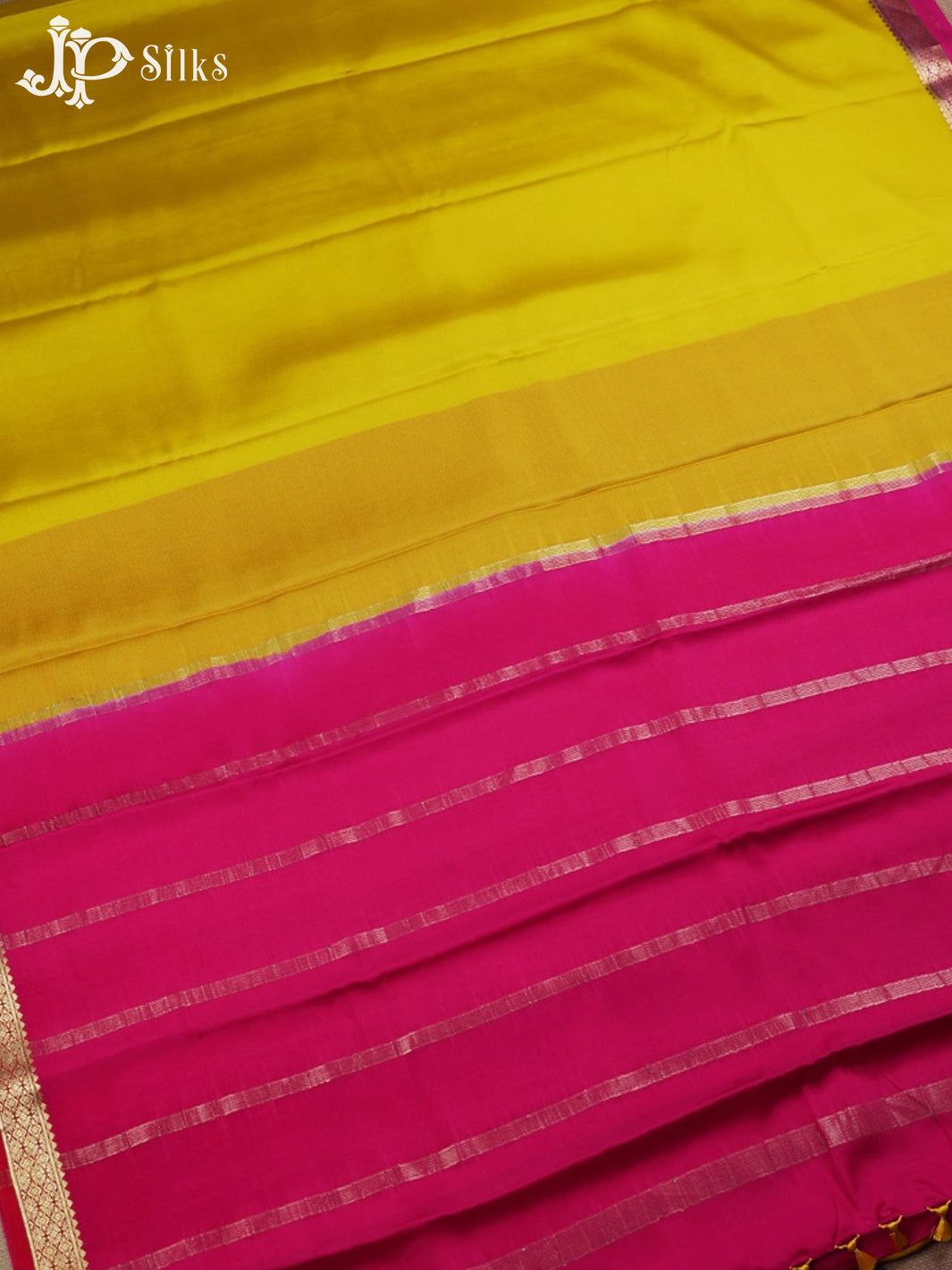 Lemon Yellow with Pink Mysore Silk saree - F2455 - View 2