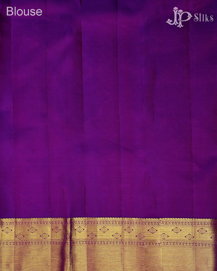 Orange with Violet Kanchipuram Silk Saree - E5002 - View 9